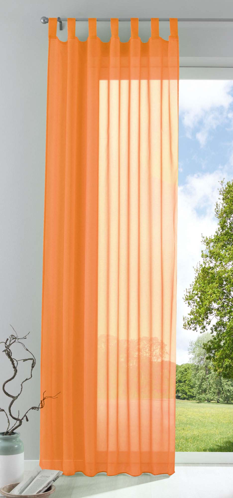 Schlaufenschal Gardine uni transparent Voile 61175 Orange HxB 175x140 cm Gardinenschal 61175orange_691ae11a-52c6-4283-a5c6-06c4ca9c21a3 | girdainenbox.com