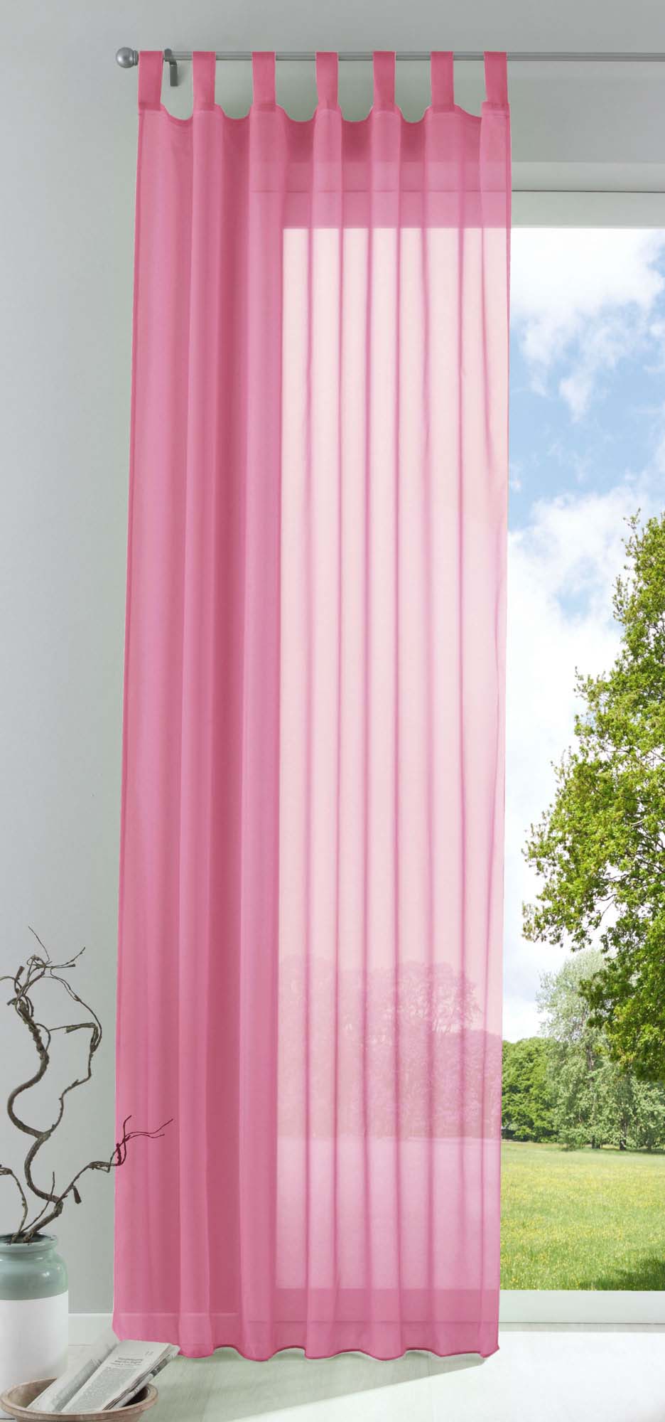 Schlaufenschal Gardine uni transparent Voile 61175 Rosa HxB 175x140 cm Gardinenschal 61175rosa_e01bf90f-dec7-4b78-a3f4-2c0f4445e4cc | girdainenbox.com