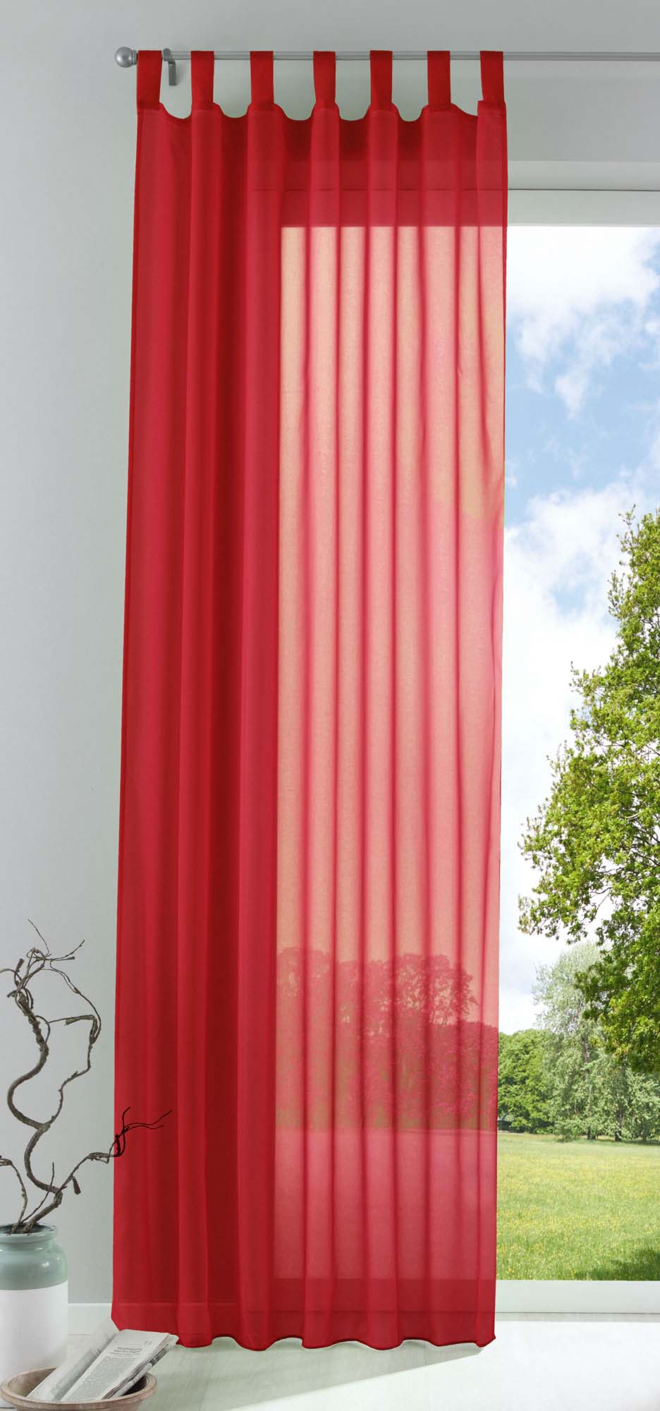 Schlaufenschal Gardine uni transparent Voile 61175 Rot HxB 175x140 cm Gardinenschal 61175rot_f97af129-b000-41a0-a86e-4a8efe34f763 | girdainenbox.com