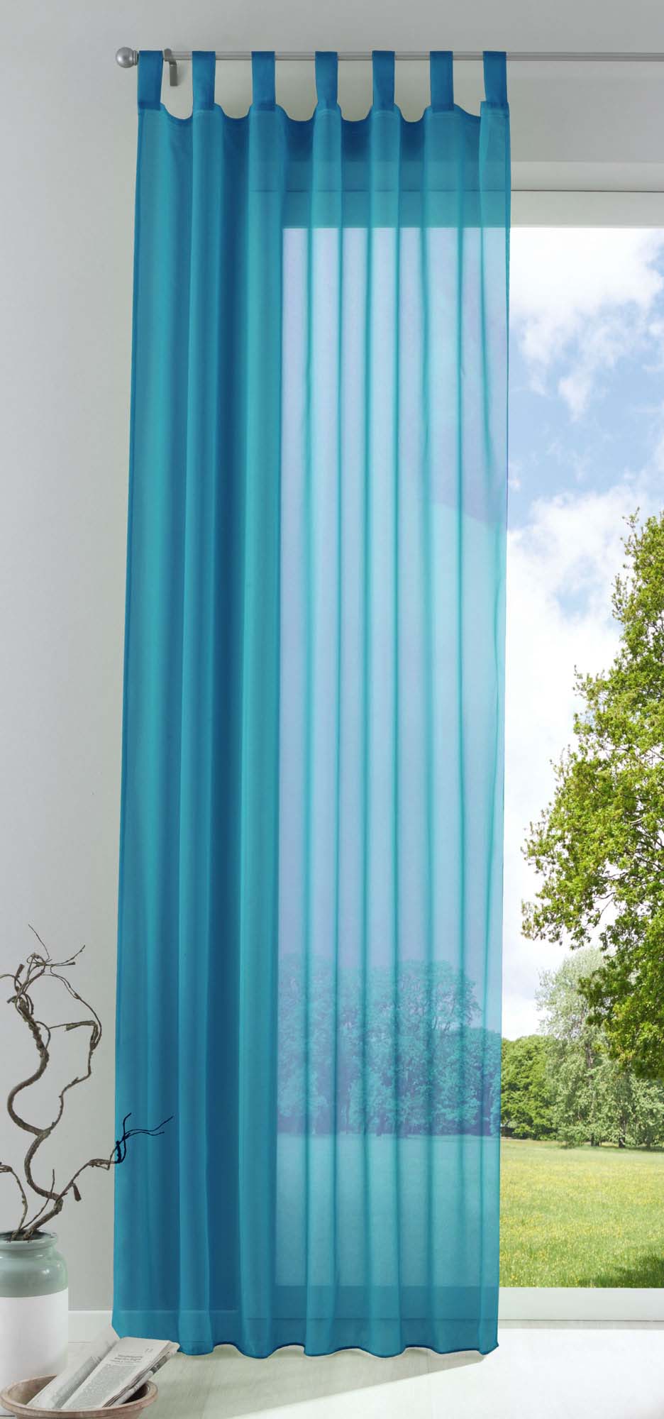 Schlaufenschal Gardine uni transparent Voile 61175 Türkis HxB 175x140 cm Gardinenschal 61175tuerkis_a961198e-d95e-49d2-a05c-1f844f3bf04e | girdainenbox.com