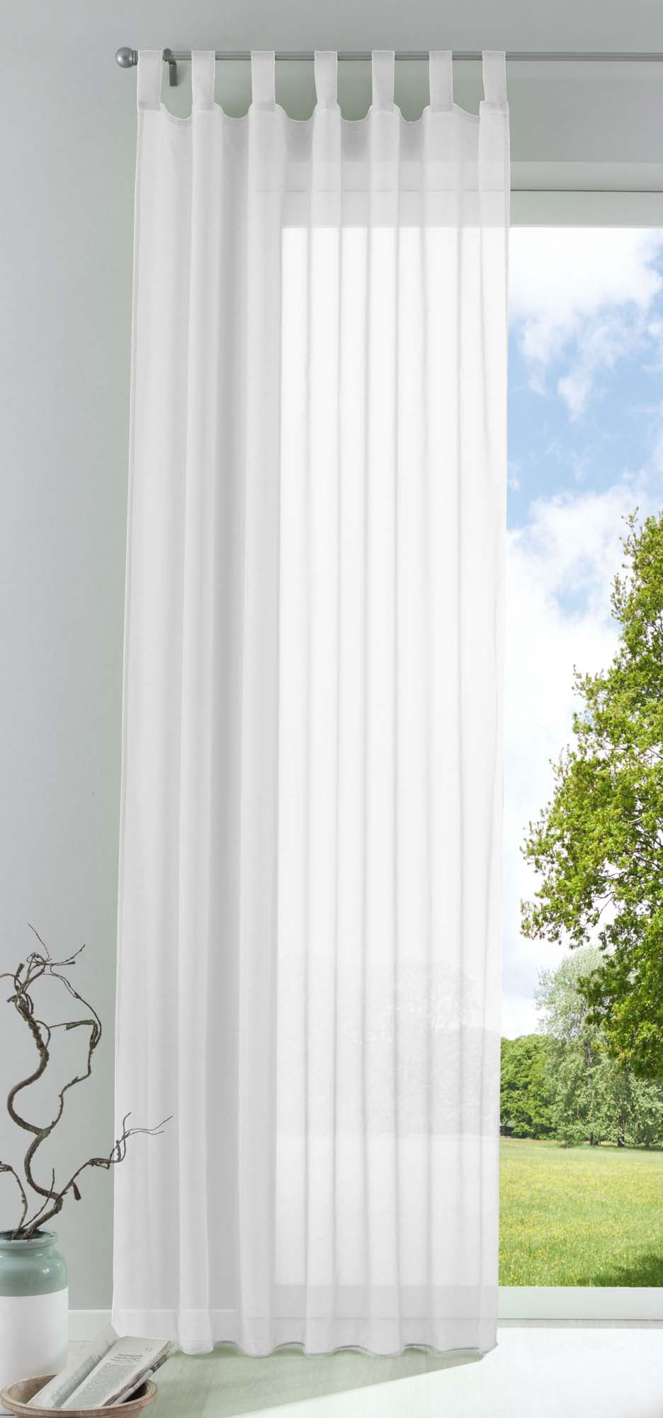 Schlaufenschal Gardine uni transparent Voile 61175 Weiß HxB 175x140 cm Gardinenschal 61175weiss_df83a2b7-31cb-4f3f-96f1-87d24a539272 | girdainenbox.com