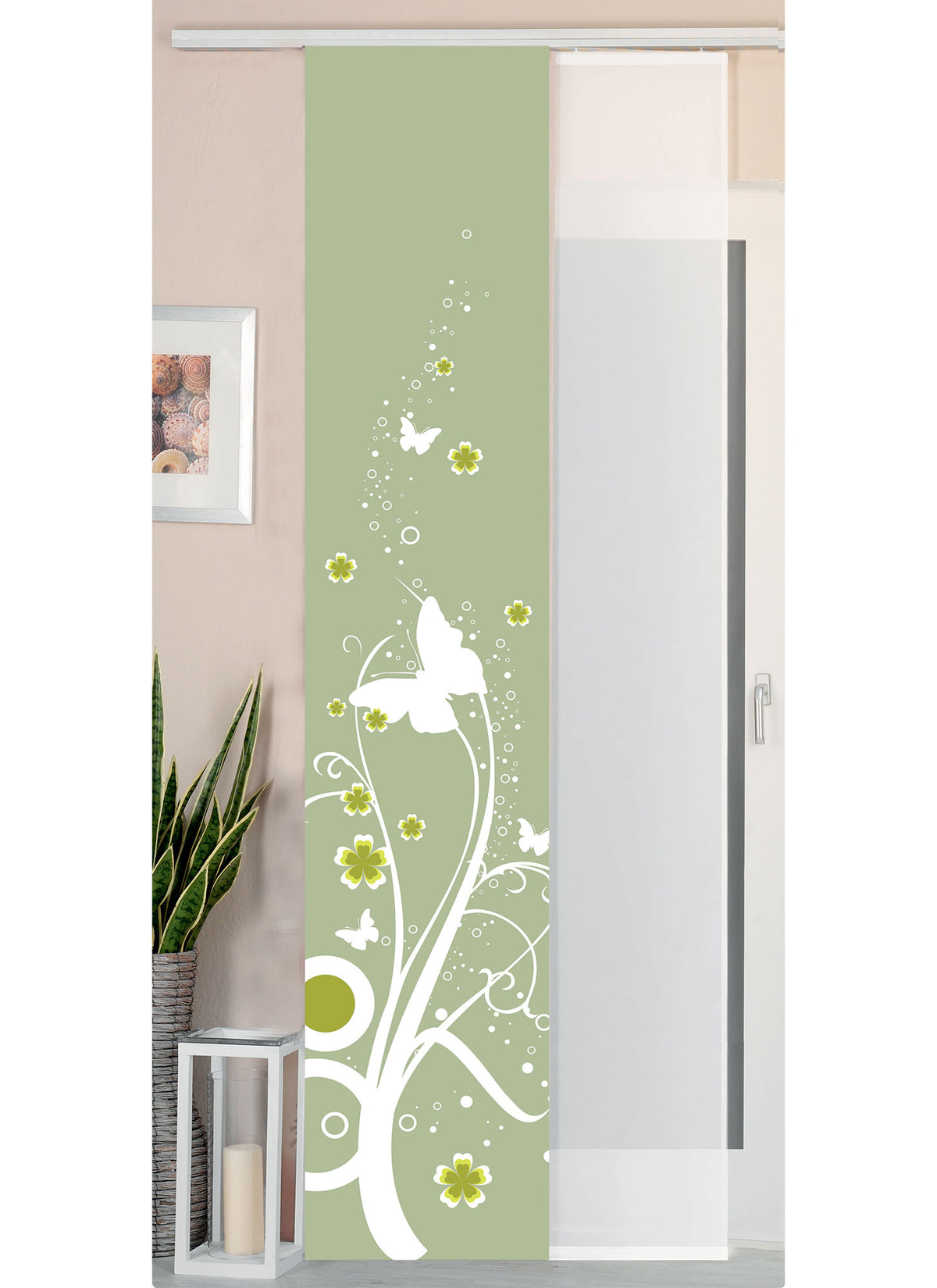 2er Set Schiebegardine Flächenvorhang Wildseide Optik und Voile Paneel 80400 Flower Schiebegardine 80400flower | girdainenbox.com