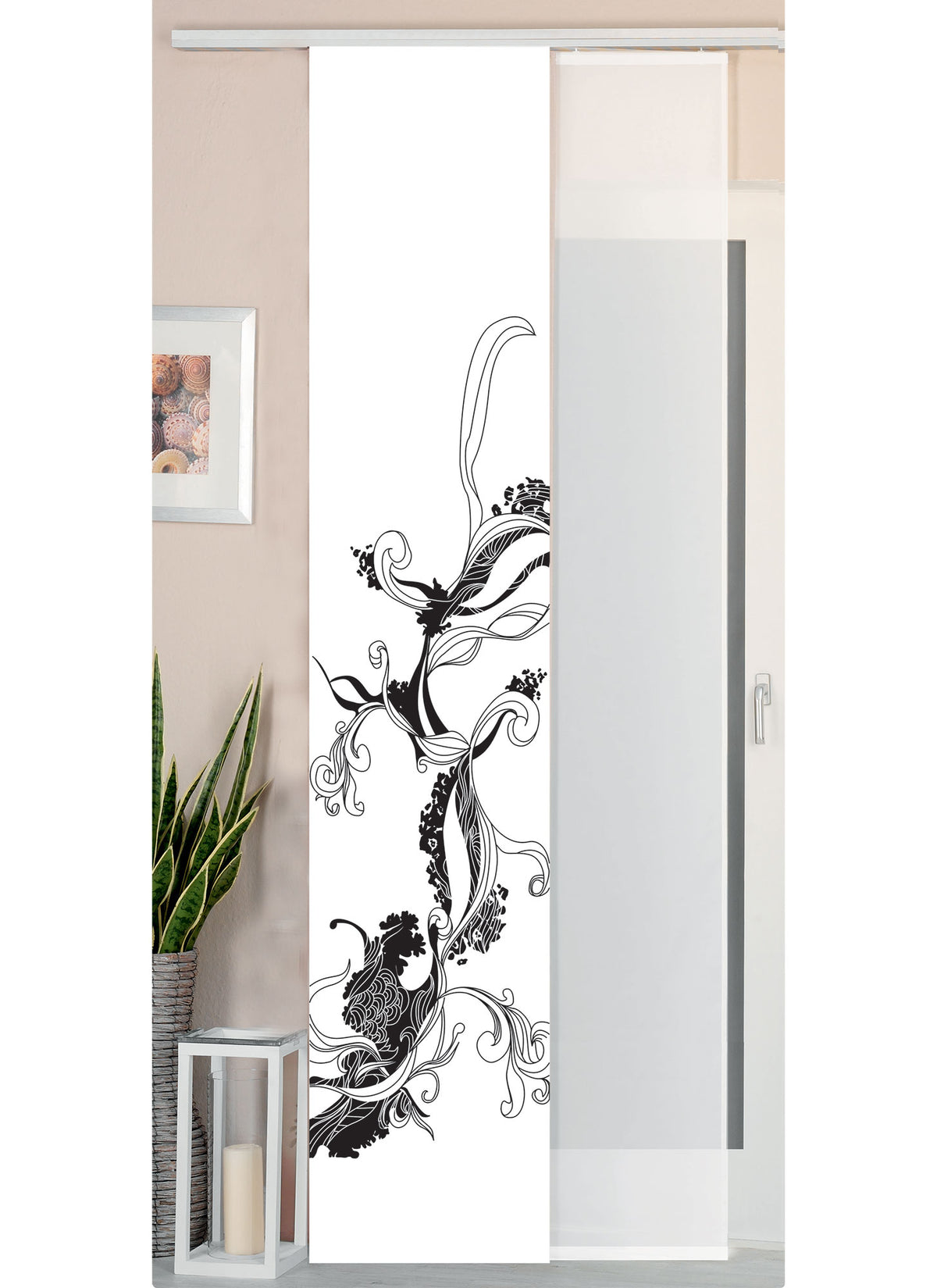 2er Set Schiebegardine Flächenvorhang Wildseide Optik und Voile Paneel 80400 Flower Tattoo Schiebegardine 80400flower_tattoo | girdainenbox.com