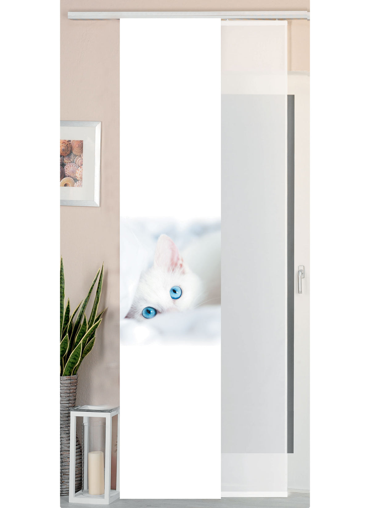 2er Set Schiebegardine Flächenvorhang Wildseide Optik und Voile Paneel 80400 Katze Schiebegardine 80400katze | girdainenbox.com