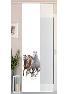 2er Set Schiebegardine Flächenvorhang Wildseide Optik und Voile Paneel 80400 Pferde Schiebegardine 80400pferde | girdainenbox.com