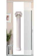 2er Set Schiebegardine Flächenvorhang Wildseide Optik und Voile Paneel 80400 Säule Schiebegardine 80400saeule | girdainenbox.com