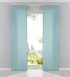 2er Pack Flächenvorhänge Schiebegardinen komplett Set Cationic blickdicht Leinen Optik natura seidenmatt Landhaus Stil 204411-2 Aqua Schiebegardine Fl_chenvorh_nge_aqua | girdainenbox.com