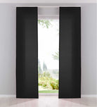 2er Pack Flächenvorhänge Schiebegardinen komplett Set Cationic blickdicht Leinen Optik natura seidenmatt Landhaus Stil 204411-2 Schwarz Schiebegardine Fl_chenvorh_nge_schwarz | girdainenbox.com