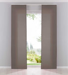 2er Pack Flächenvorhänge Schiebegardinen komplett Set Cationic blickdicht Leinen Optik natura seidenmatt Landhaus Stil 204411-2 Taupe Schiebegardine Fl_chenvorh_nge_taupe | girdainenbox.com
