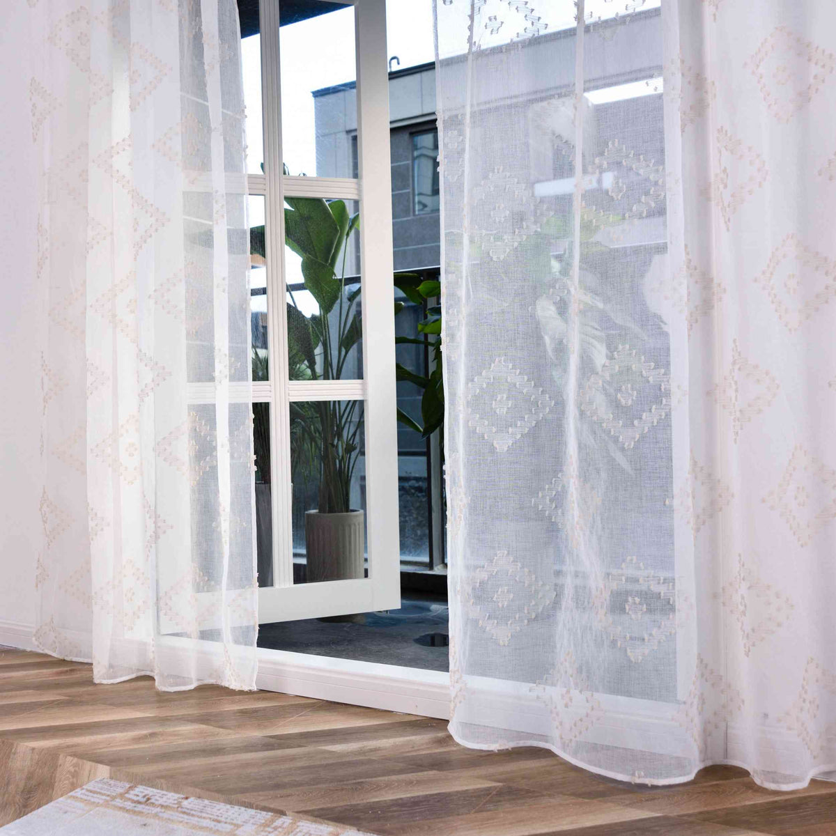 2er Set Gardine »VALENCIA« Multiband Aufhängung Scherli Transparent Leinen-Optik 2023400-408S-2 Gardinen Set Img1745_1 | girdainenbox.com