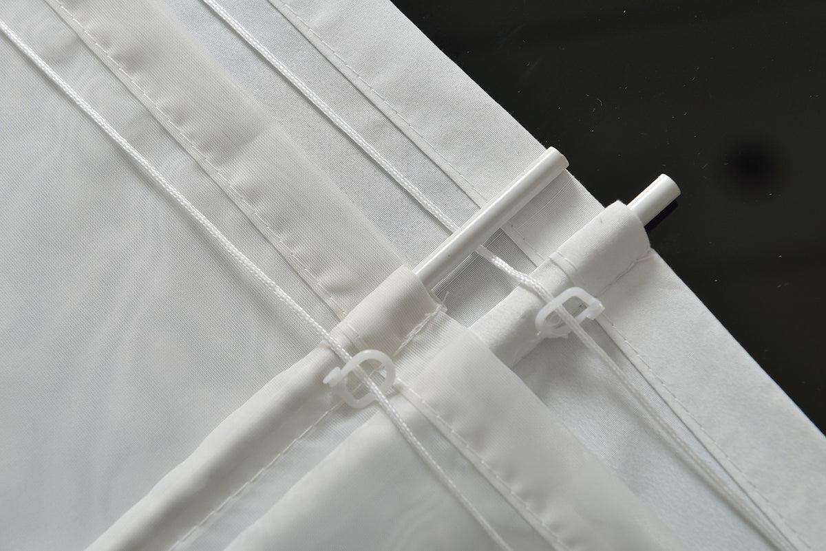 Doppel Raffrollo Palma Microsatin matt Voile Faltgardinen Faltrollo Schlaufenrollo mit Universalgardinenband 20410 Raffrollo Img29917 | girdainenbox.com