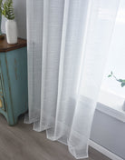 Gardine »Dresden« Ösen HxB 245x135 cm Natur Raffhalter filigran leicht modern elegant Linienmuster 202440 Gardinenschal Img7315 | girdainenbox.com