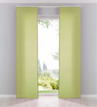 2er Pack Flächenvorhänge Schiebegardinen komplett Set Cationic blickdicht Leinen Optik natura seidenmatt Landhaus Stil 204411-2 Limette Schiebegardine Schiebegardine_limette | girdainenbox.com