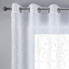 Gardine Ösen Schal Vorhang POMPEI Relief Stickerei Transparent Raffhalter 10000178 Gardinenschal blatt_weiss | girdainenbox.com