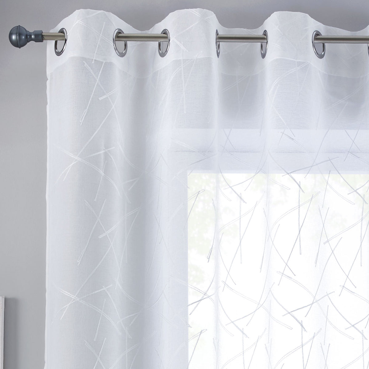 Gardine Ösen Schal Vorhang POMPEI Relief Stickerei Transparent Raffhalter 10000178 Gardinenschal linie_weiss | girdainenbox.com