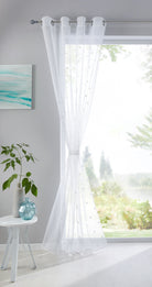 Gardine Ösen Schal Vorhang POMPEI Relief Stickerei Transparent Raffhalter 10000178 Gardinenschal raffhalter_1 | girdainenbox.com